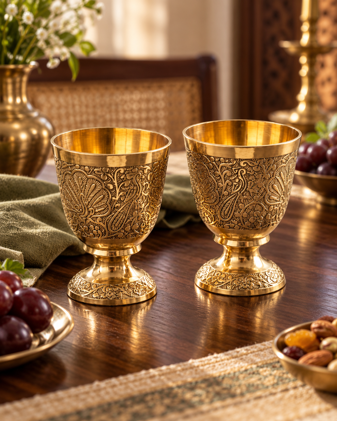 Handcrafted Brass Drinking Glass – Pair