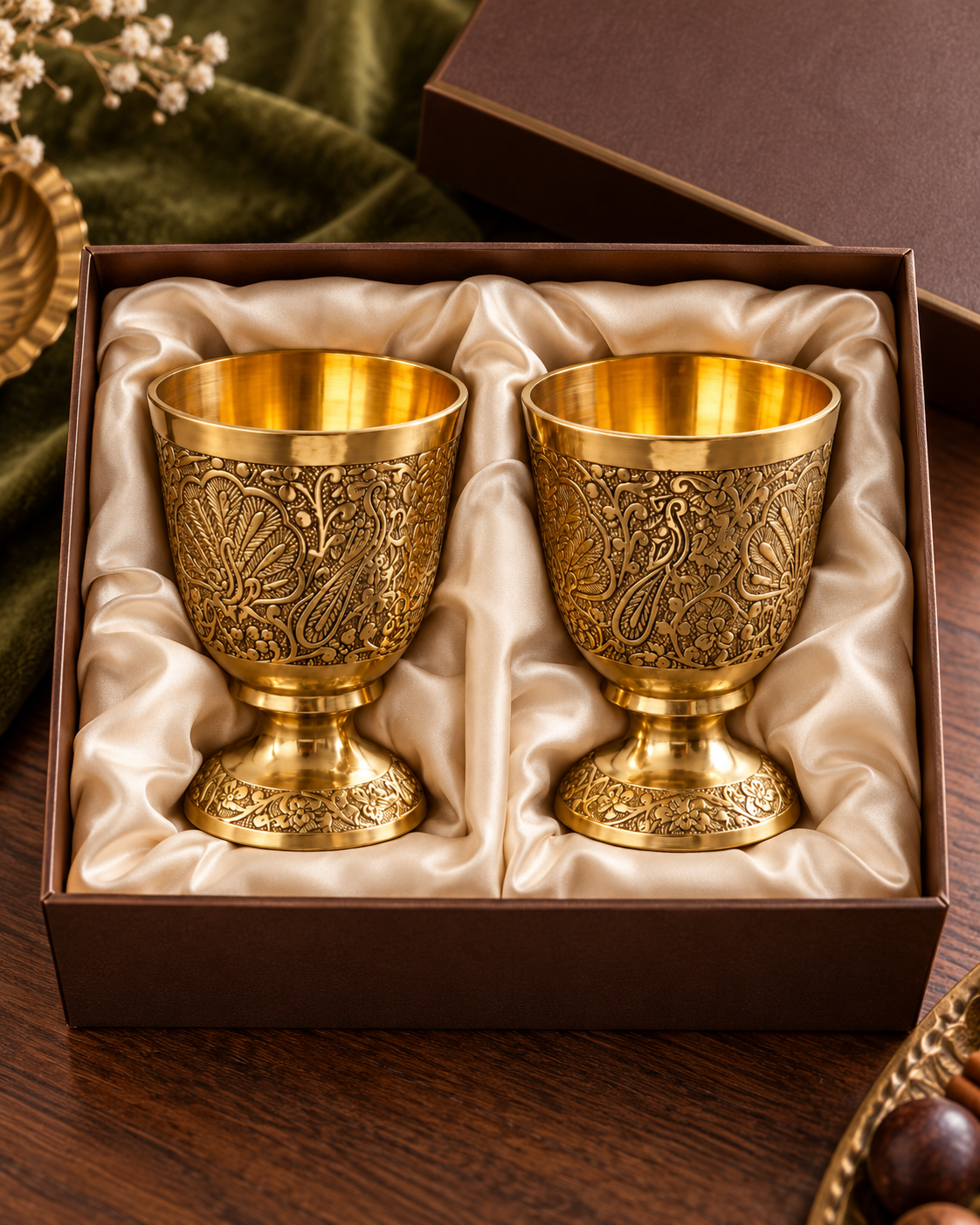 Handcrafted Brass Drinking Glass – Pair