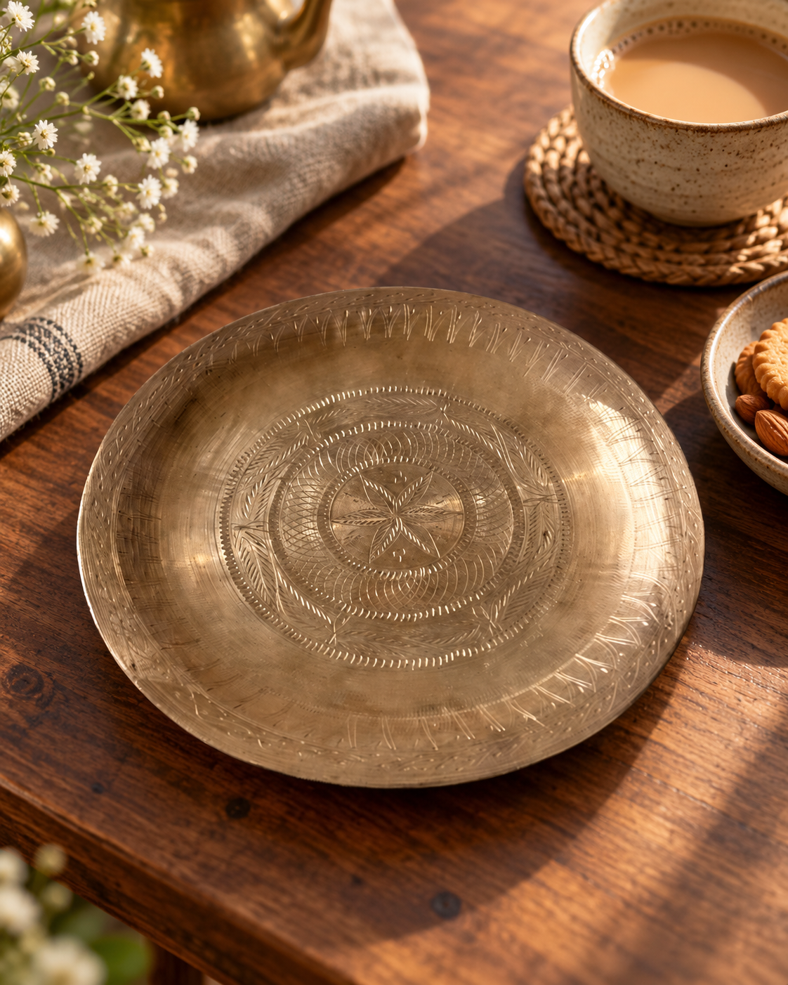 Handcrafted Kansa Tea Plate – Set of 3