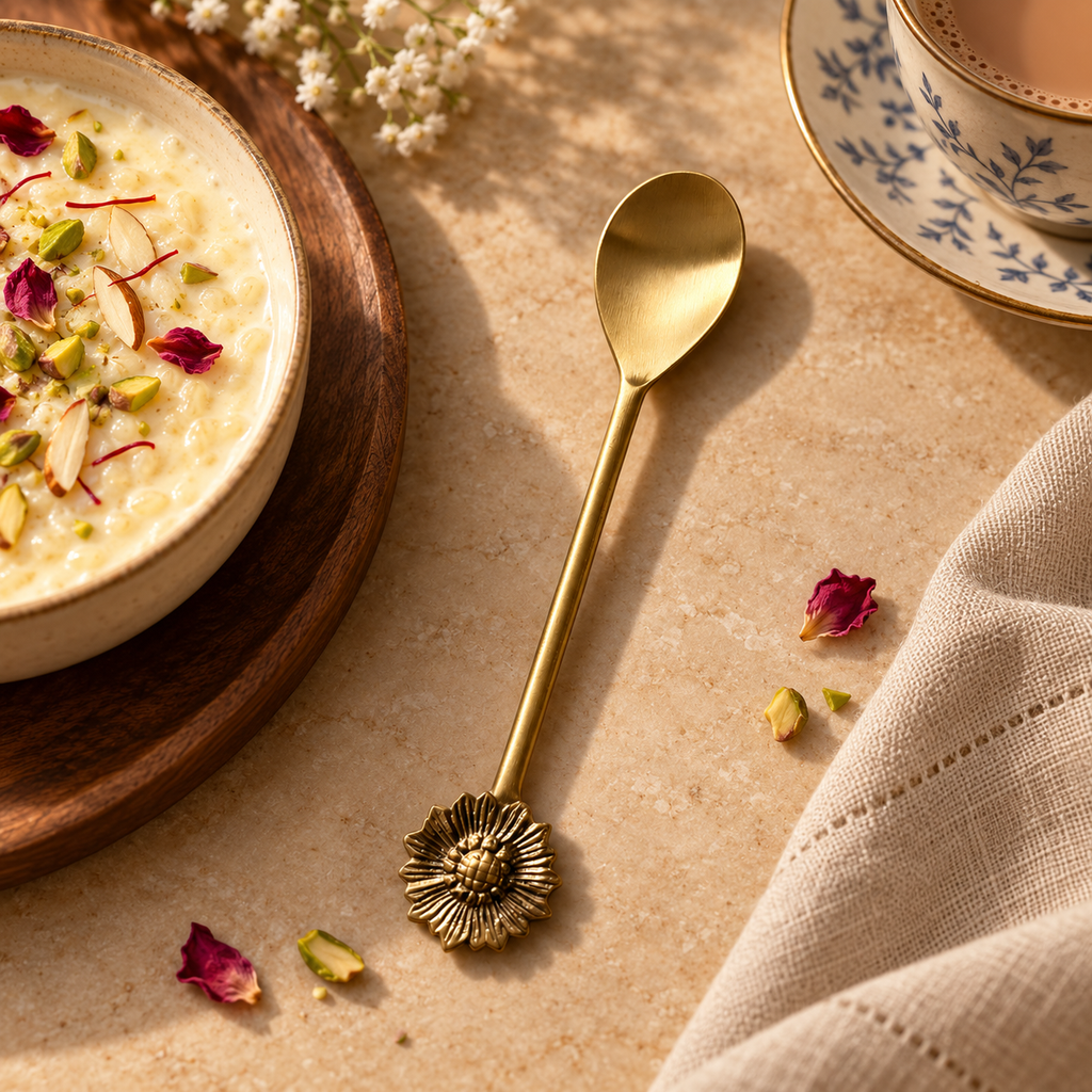 Handcrafted Floral Brass Spoon