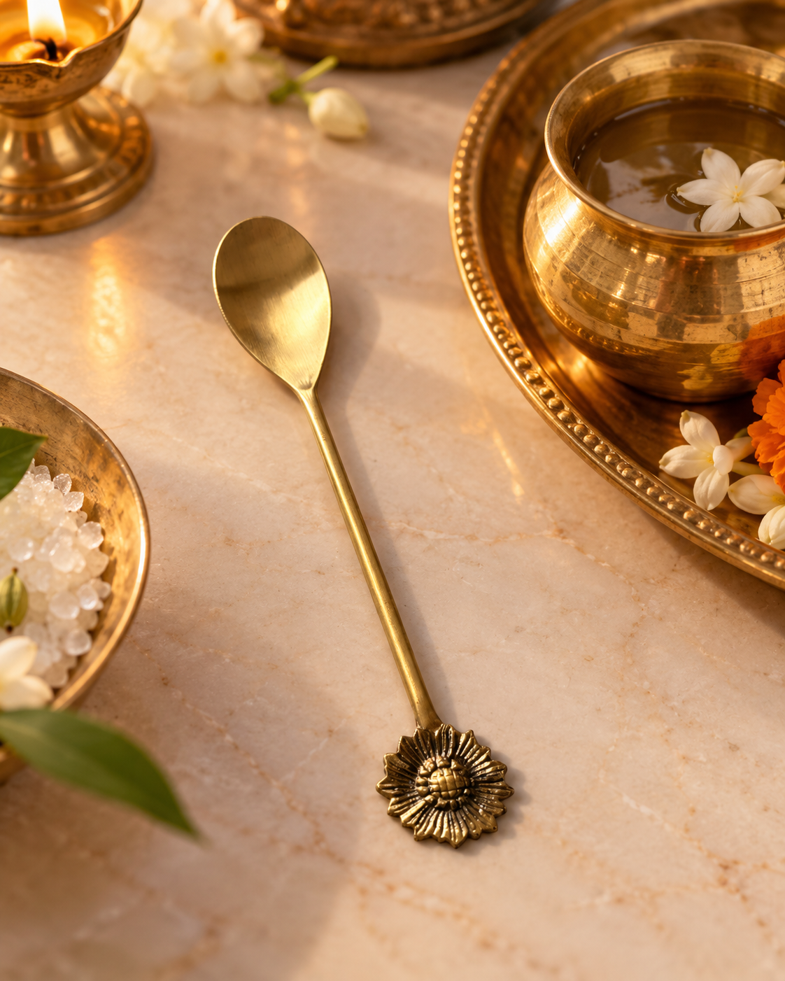 Handcrafted Floral Brass Spoon