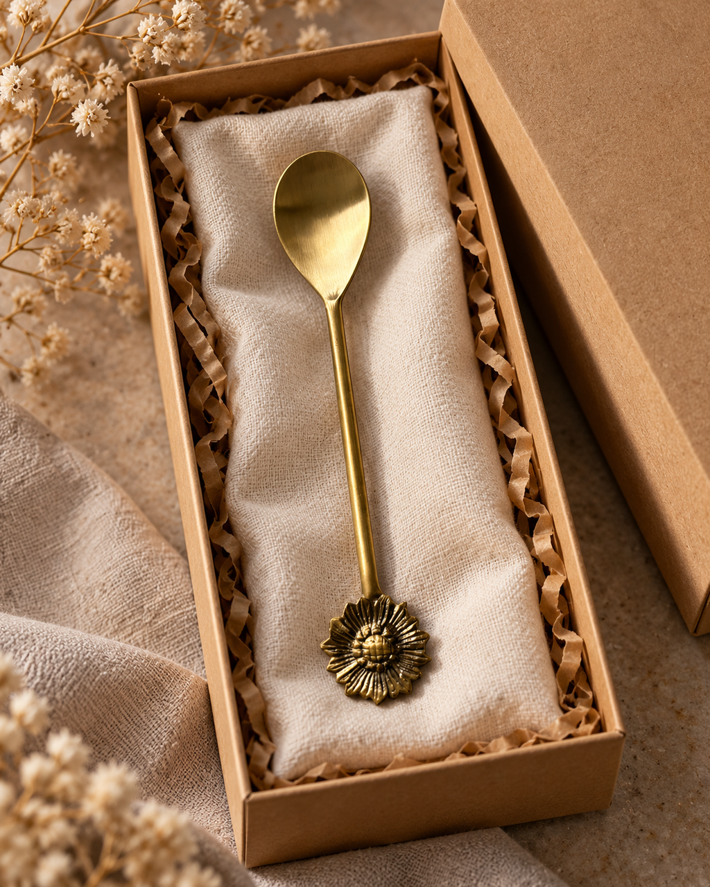 Handcrafted Floral Brass Spoon