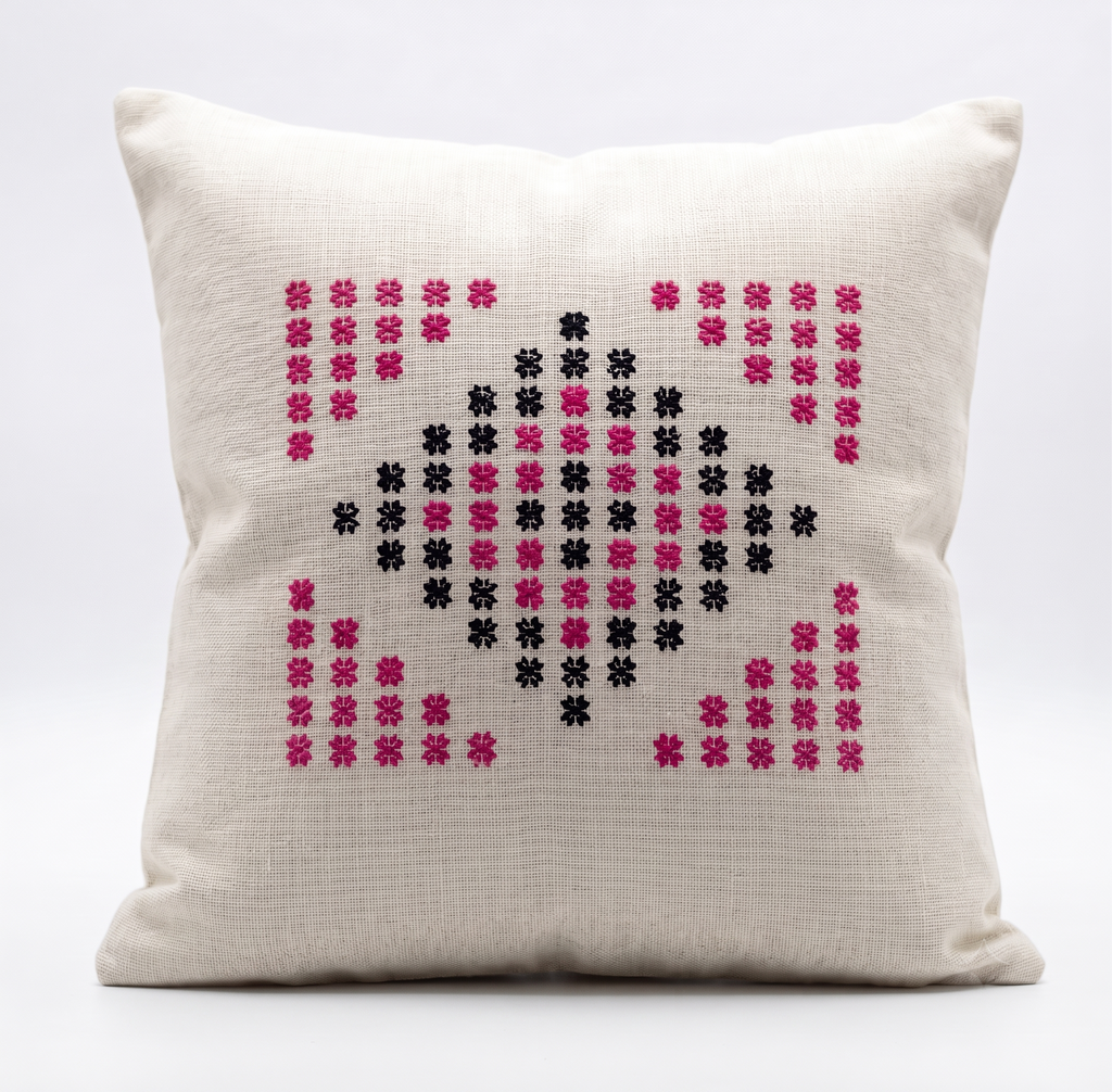 Minimalist Handwoven Cushion Cover in cotton, handcrafted – image 1 of 3