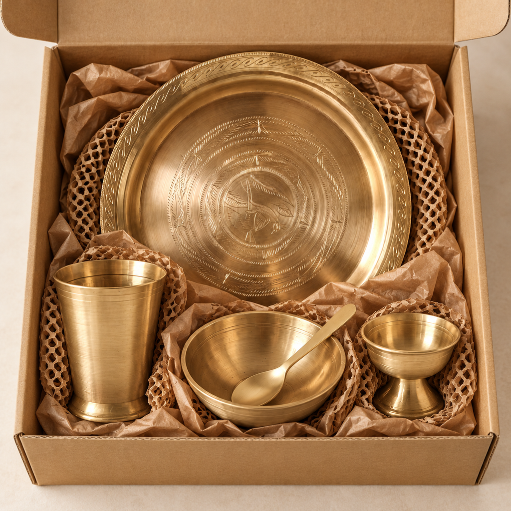Hand-Beaten Thali Set – Kansa & Brass – Dining & Serving