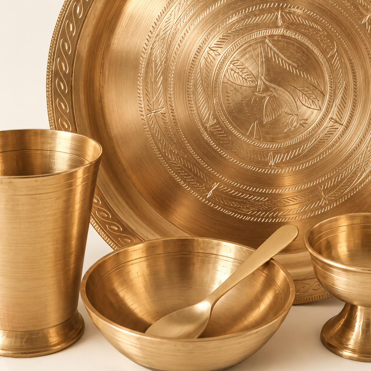 Hand-Beaten Thali Set – Kansa & Brass – Dining & Serving