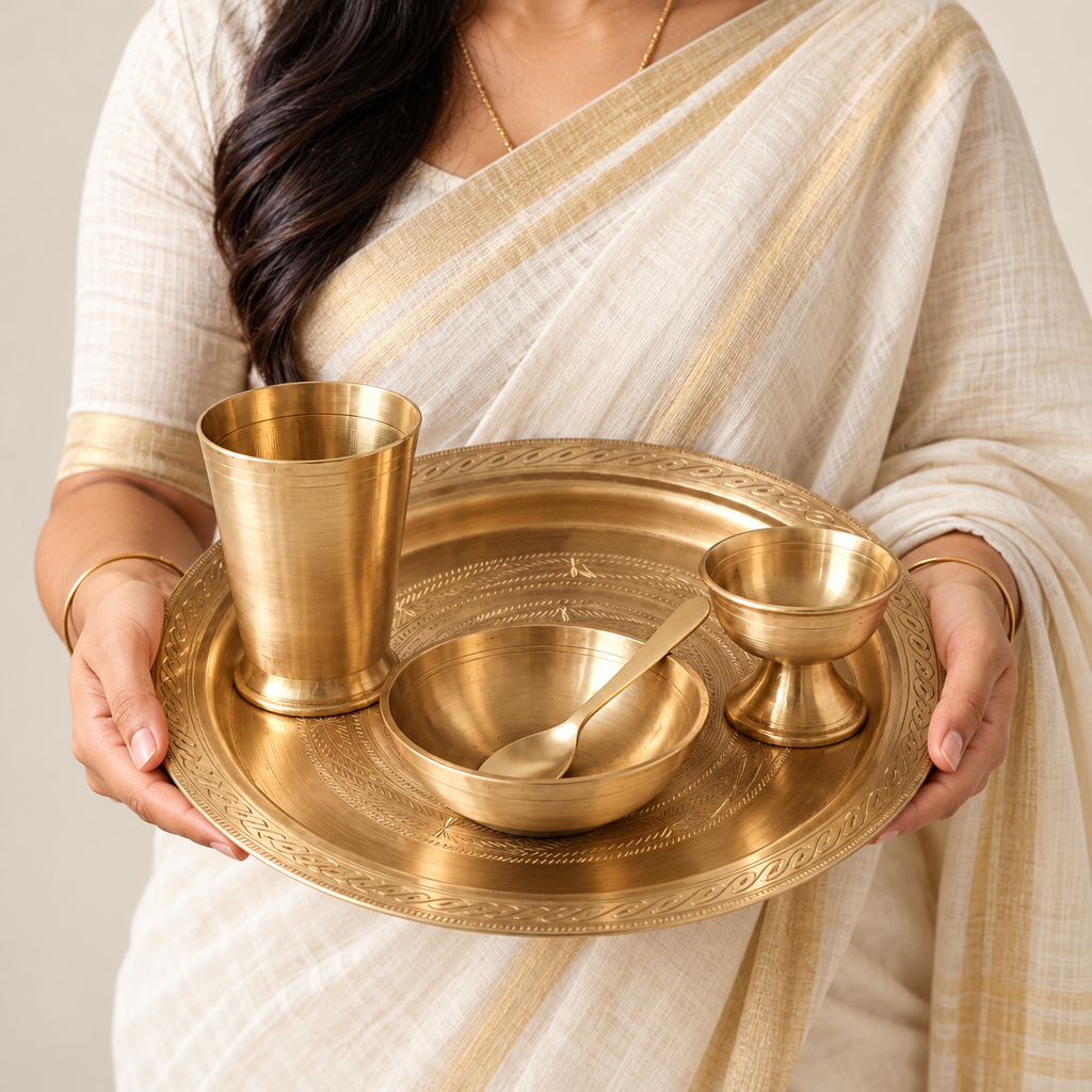 Hand-Beaten Thali Set – Kansa & Brass – Dining & Serving