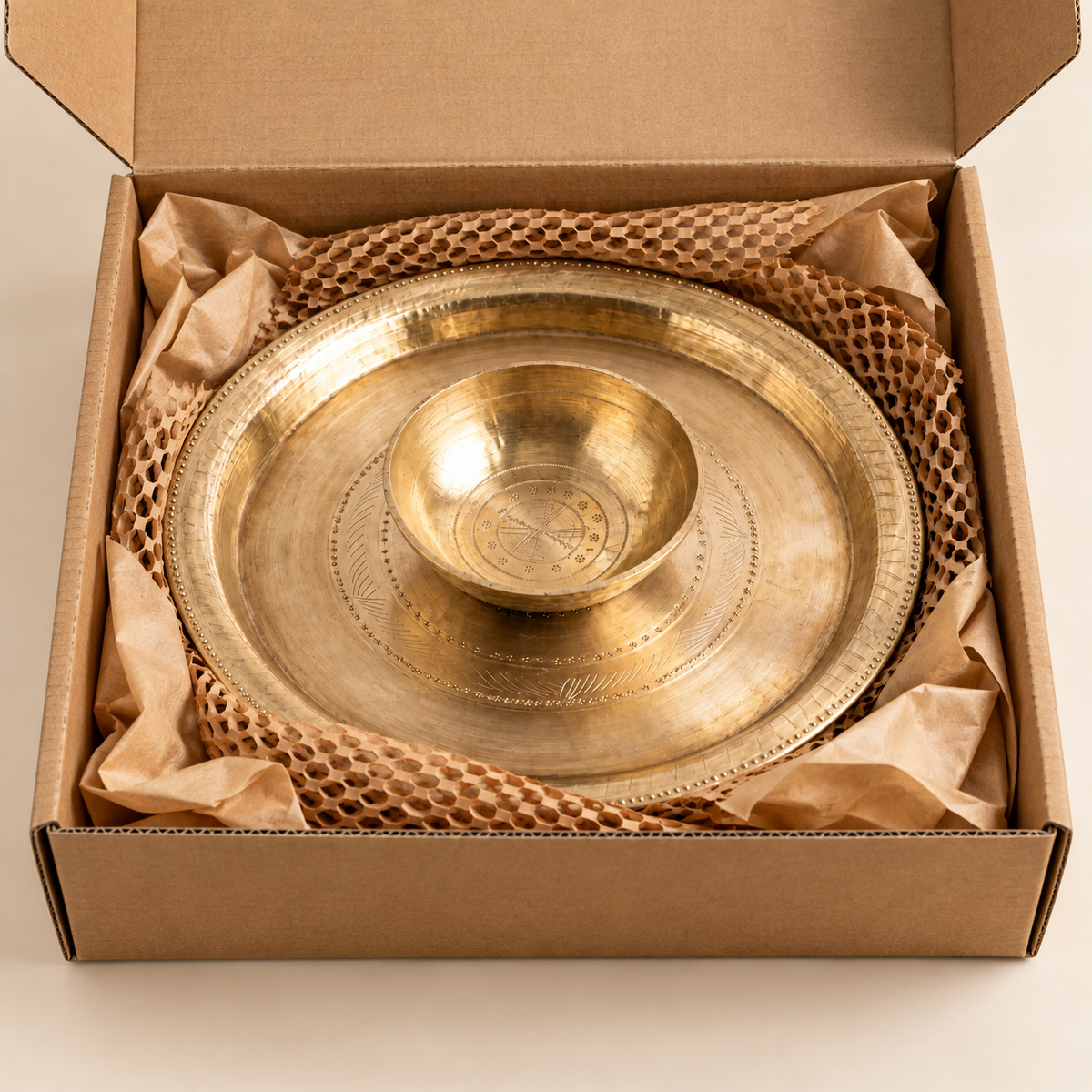 Premium Handcrafted Kansa Plate & Bowl Set