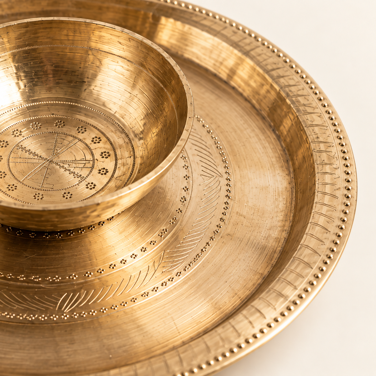 Premium Handcrafted Kansa Plate & Bowl Set