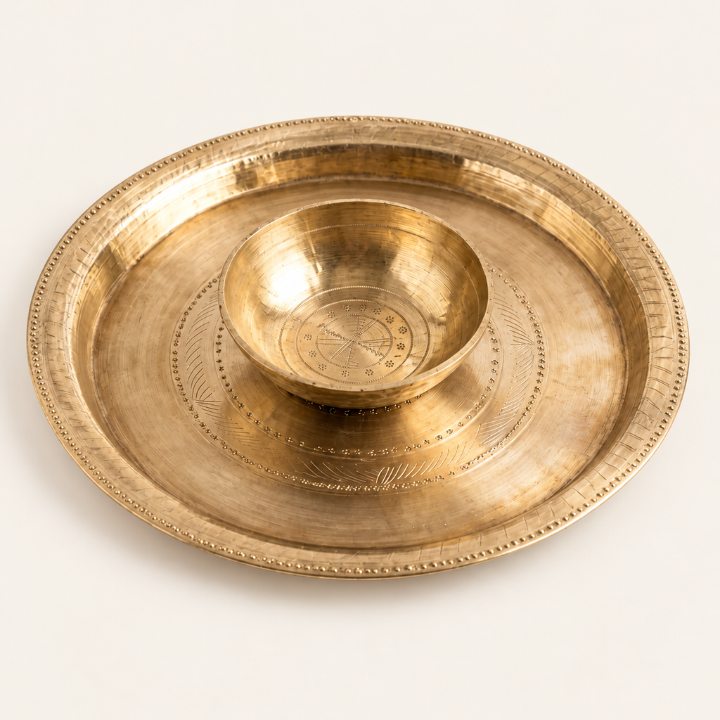 Premium Handcrafted Kansa Plate & Bowl Set