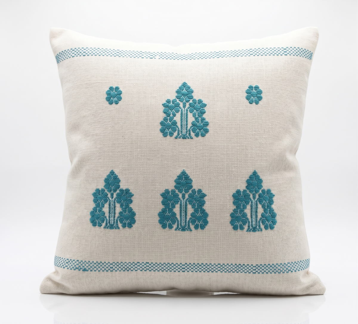 Floral Handwoven Cushion Cover in cotton, handcrafted – image 1 of 3