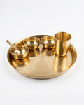 Baanhi Bell Metal Thali Set (Plate, Bowls & Glass)