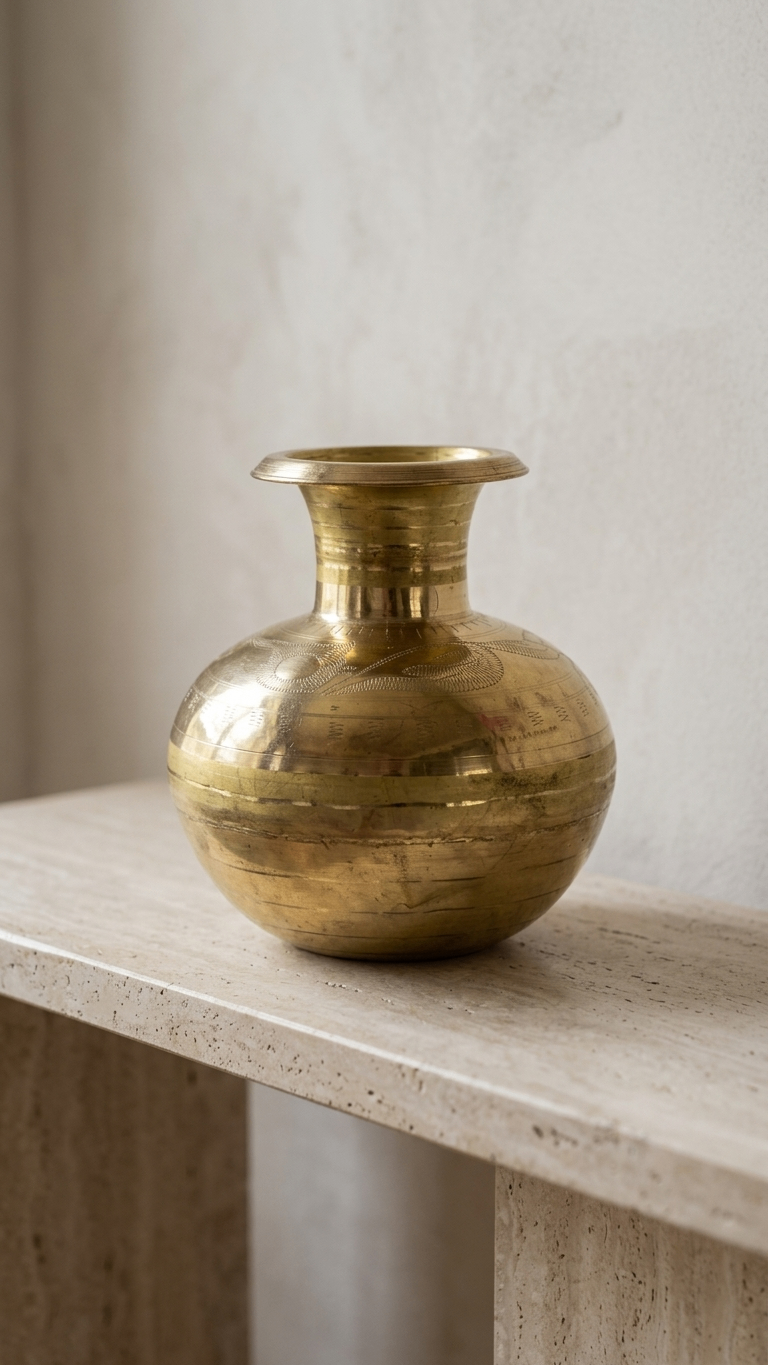 Premium Brass Vase for Home Decor & Kitchen